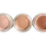 Closeup overhead view of 3 shades of makeup