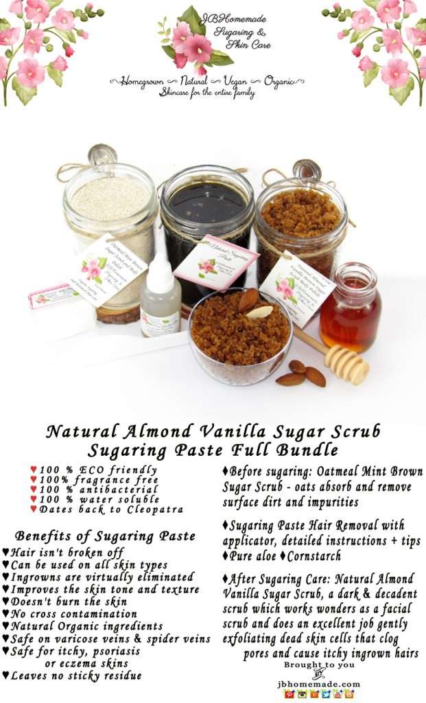Sugaring Paste Hair Removal Full Bundle Set – Oatmeal Scrub – Almond Brown  Sugar Scrub – thicker hair – JBHomemade