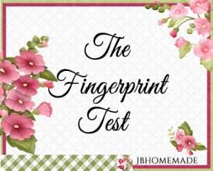 Hollyhock Logo for JBHomemade Sugaring and Skin Care with pink and green elements framing a title of ‘The Fingerprint Test'