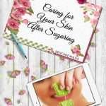 A tablet displaying an image representing the content of ‘Caring for your Skin After Sugaring’ against a grey wood background.