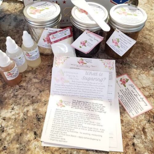 JBHomemade Sugaring and Skin care Photo Reviews: Sugaring Hair Removal Set, Oatmeal Scrub, Vanilla Aloe Brown Sugar Scrub - thicker hairKC Adgate May 6, 2019 ⭐⭐⭐⭐⭐      I had never gotten a bikini wax done and I bought the sample set last year. The technique is easy once you do it a few times and watch some YouTube videos. I was able to use the sample twice for a 'Brazilian' and I'm a beginner lol. I love that it comes with scrubs for before AND after and everything else you need! I got a regular wax after running out and I'll never go back! Just received my big paste set and I can't wait to use it!