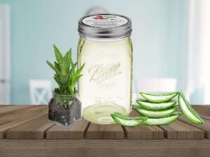 Pure Aloe Vera Gel in Quart Size Jar: Fresh and natural skincare product.