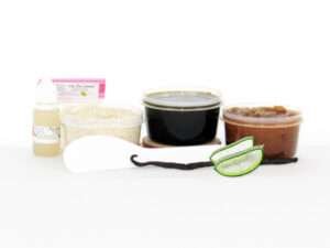 Natural Vanilla Aloe Brown Sugar Scrub Sample Size Sugaring Paste & Scrub Kit - thicker hair