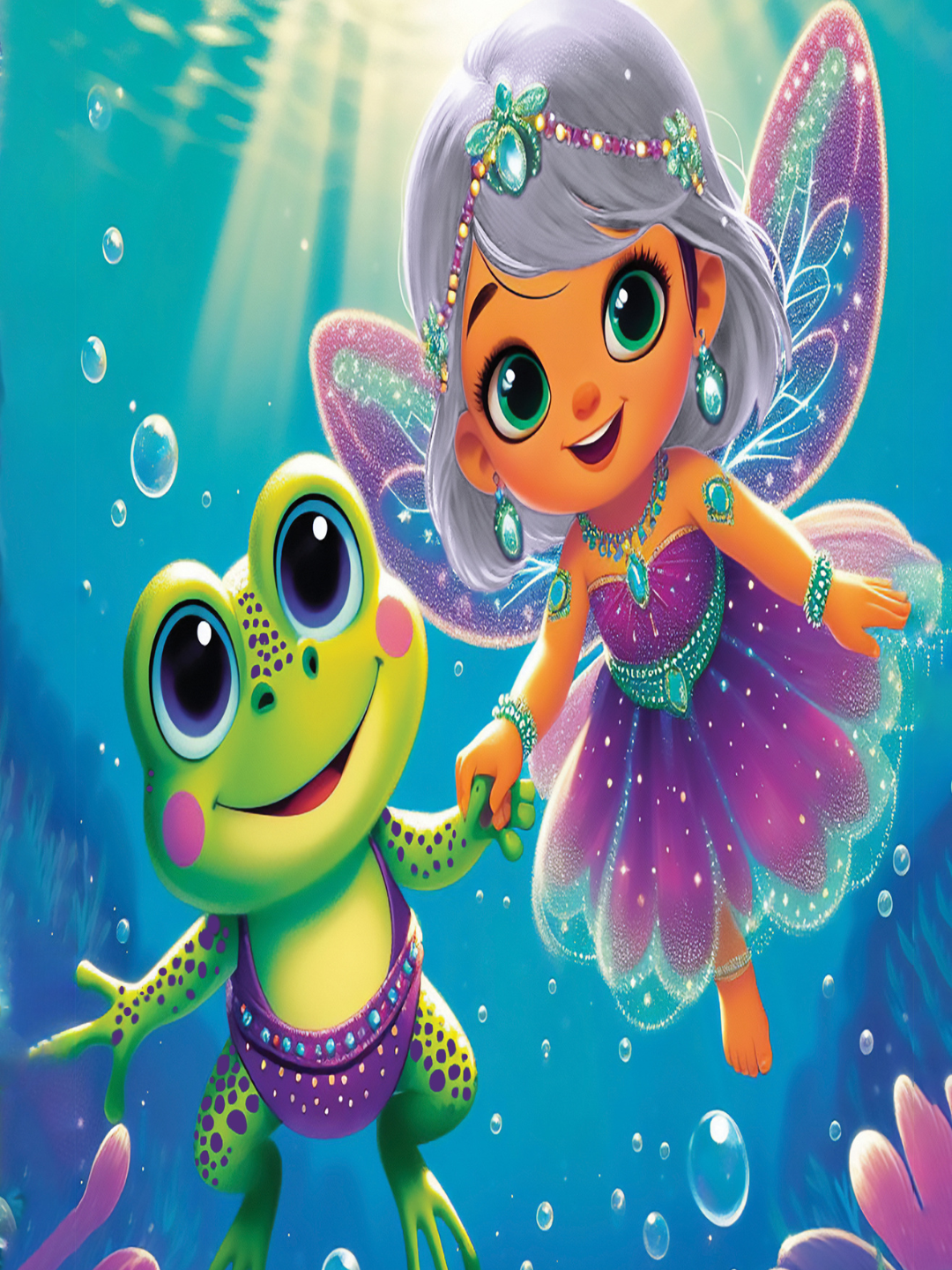 Colored underwater world with Fiona and Lumi