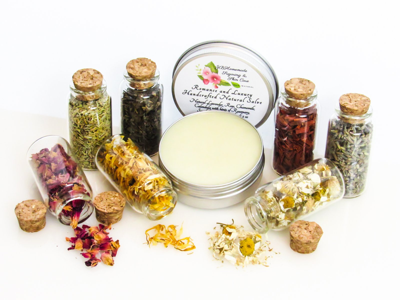 Romance and Luxury Natural Salve with Lavender, Rose, Chamomile, Calendula 2 oz