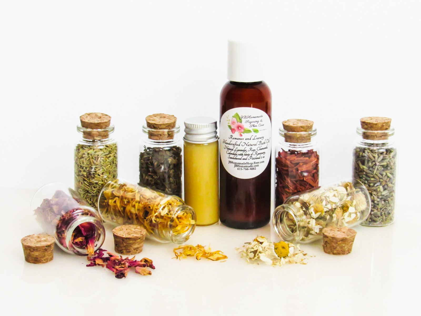 Romance and Luxury Natural Bath Oil with Lavender, Rose, Chamomile, Calendula 2 oz