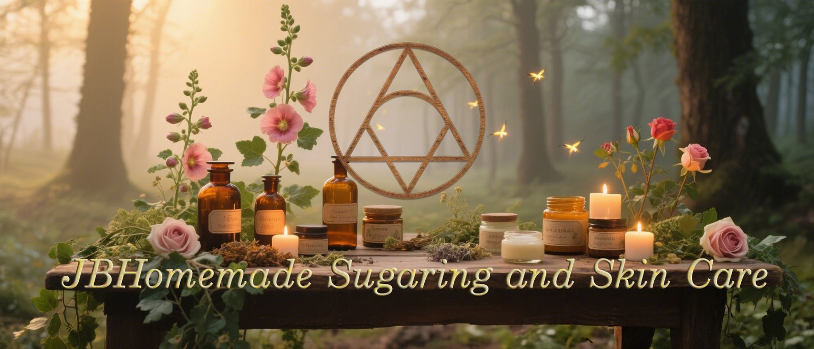 Handmade Skin Care Collage Featuring Sugaring Rituals and Botanical Ingredients